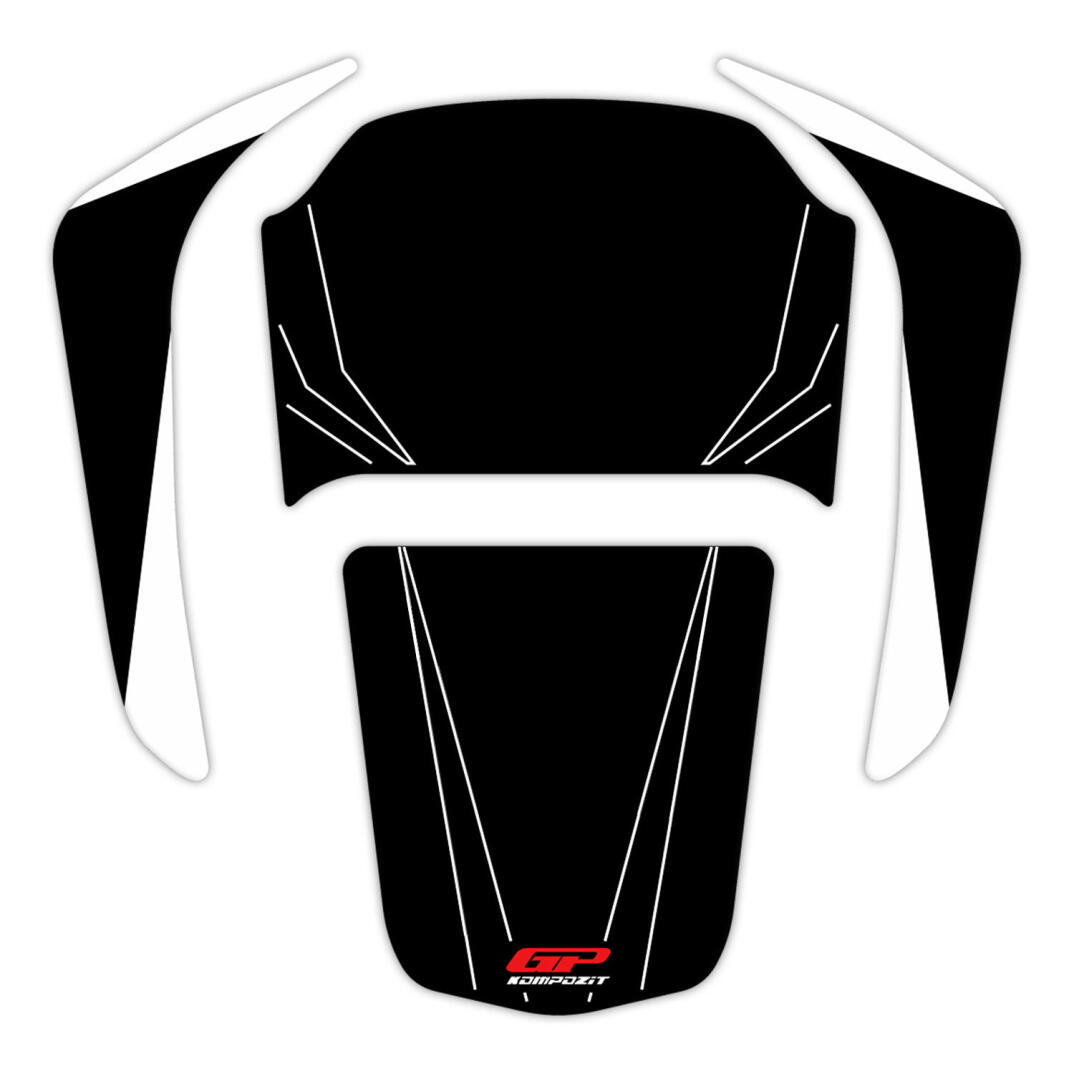 GP Kompozit Honda Forza 250 2018-2026 Uyumlu Yeni Seri Tank Pad Seti Siyah-Beyaz - 1