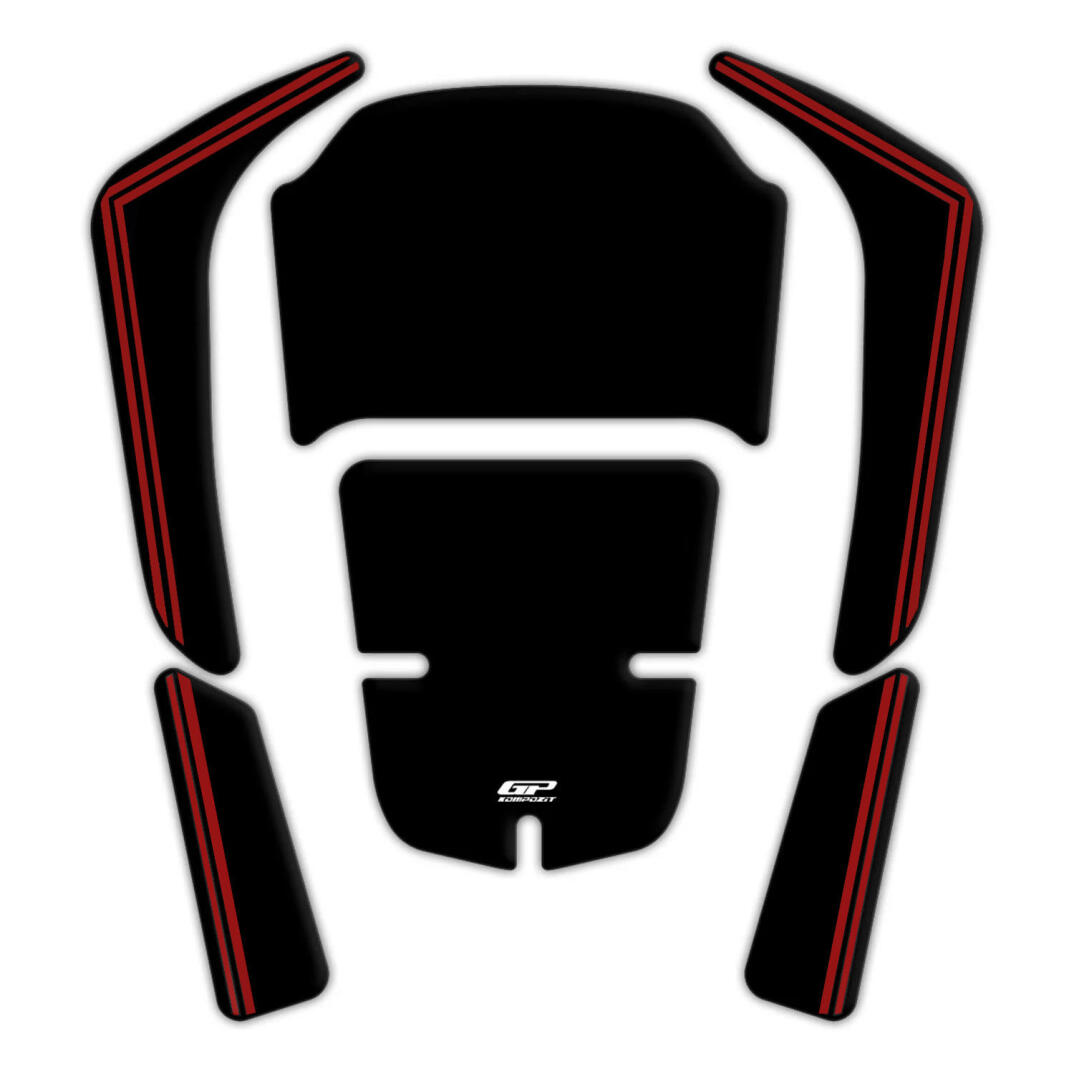 GP Kompozit Honda Forza 250 2018-2026 Uyumlu Yeni Seri Tank Pad Siyah-Kırmızı - 1