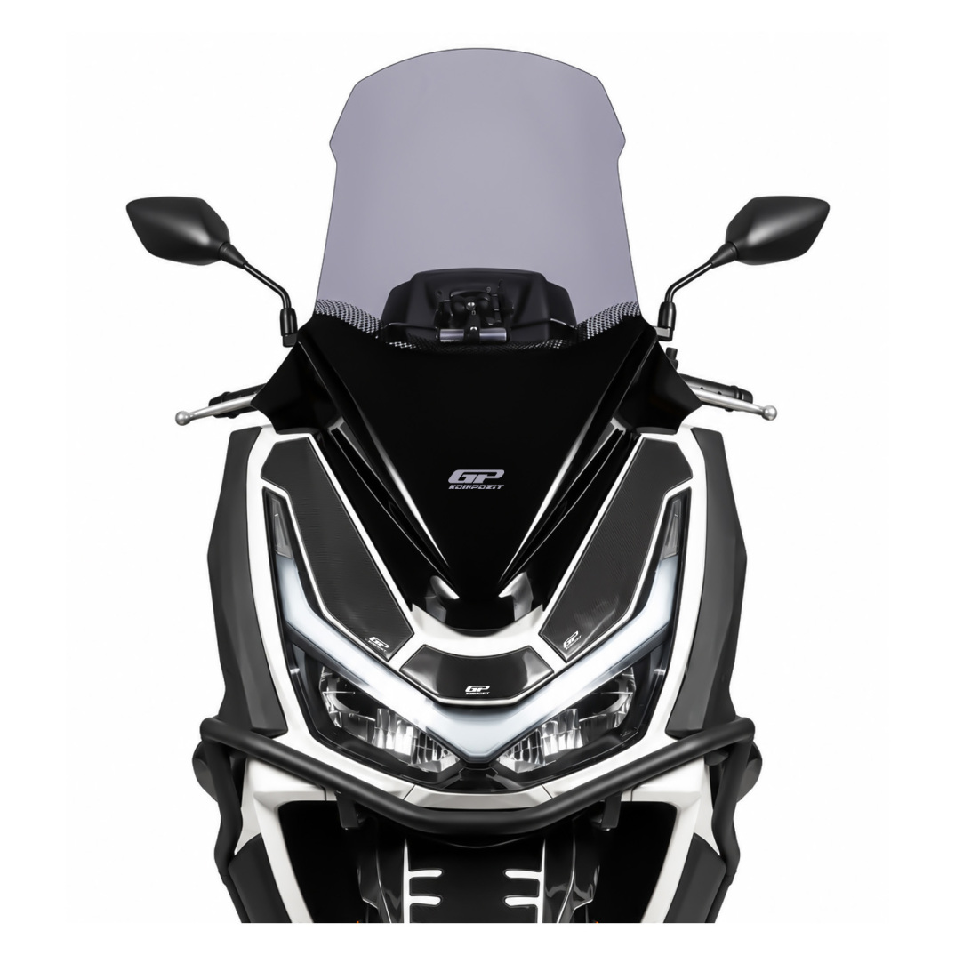 GP Kompozit Honda PCX 125 / 150 2025-2026 Uyumlu Orijinal Bağlantılı Baskılı Ön Tur Camı Füme - 2