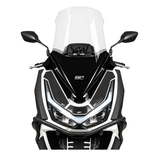 GP Kompozit Honda PCX 125 / 150 2025-2026 Uyumlu Orijinal Bağlantılı Baskılı Ön Tur Camı Şeffaf (1)