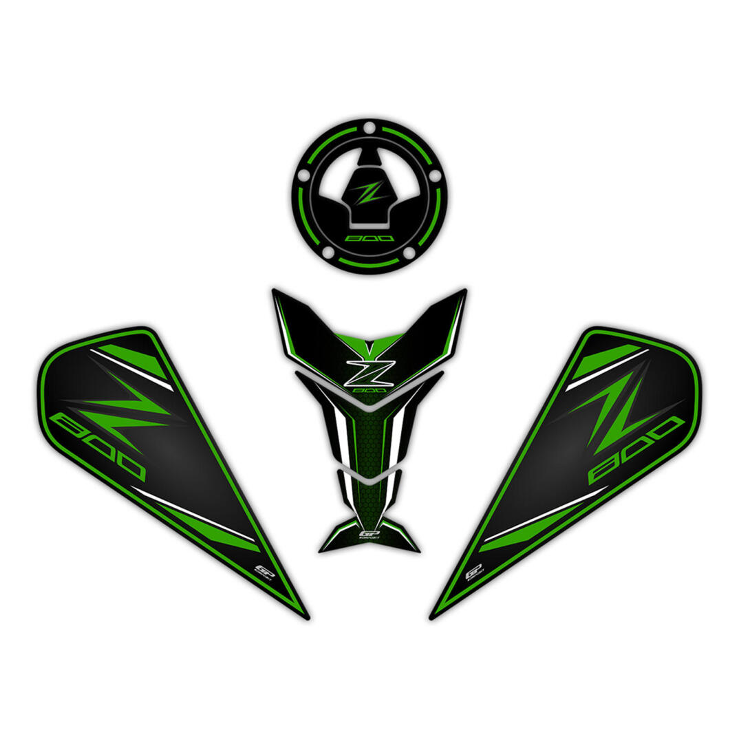 GP Kompozit Kawasaki Z 800 2013-2018 Uyumlu Tank Pad Yeşil - 1