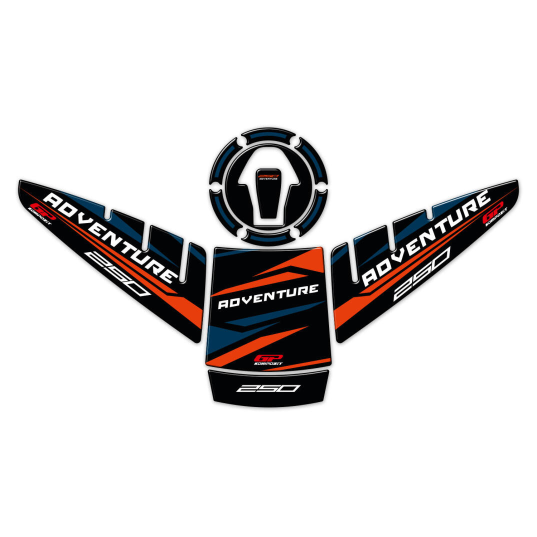GP Kompozit KTM 250 Adventure 2020-2024 Uyumlu Tank Pad Seti Siyah-Mavi - 1