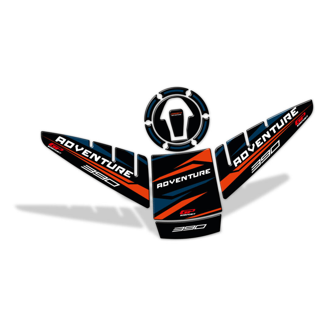 GP Kompozit KTM 390 Adventure 2020-2024 Uyumlu Tank Pad Seti Siyah-Mavi - 2