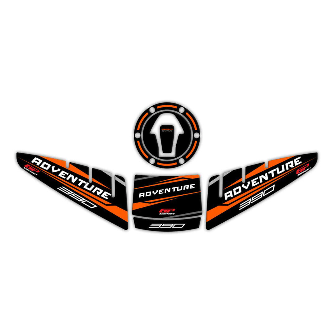 GP Kompozit KTM 390 Adventure 2020-2024 Uyumlu Tank Pad Seti Siyah-Turuncu - 1