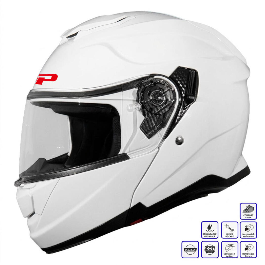 GP Kompozit MKS007-PW Güneş Vizörlü Şeffaf Çene Açılır Motosiklet Kaskı - 1