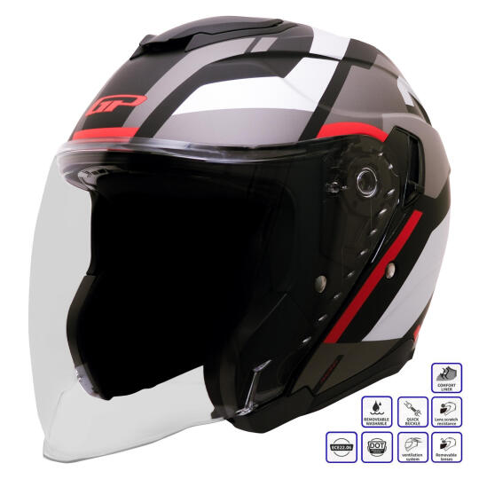 GP Kompozit MKS009-GR Şeffaf Vizörlü Motosiklet Yarım Kask