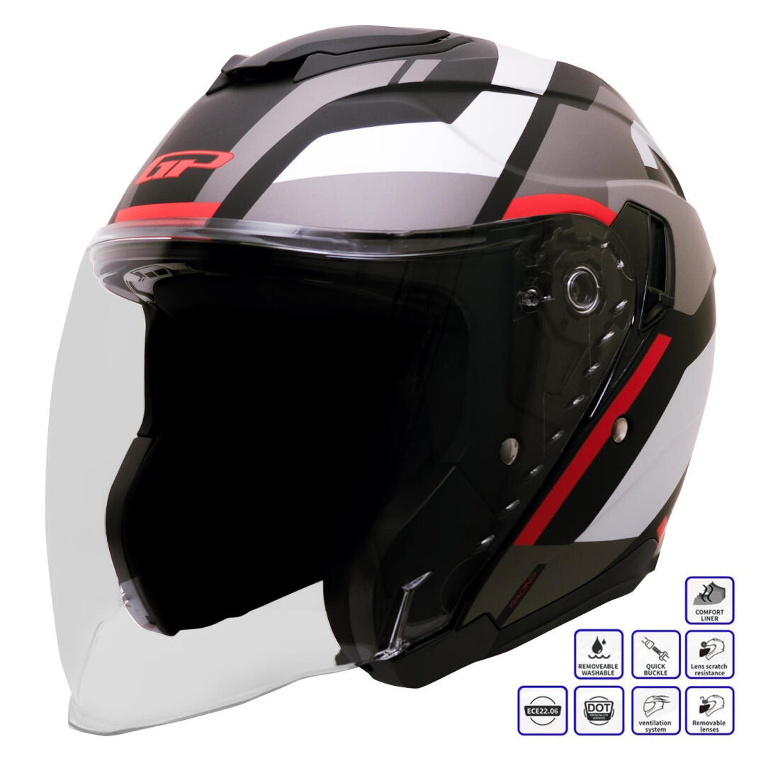 GP Kompozit MKS009-GR Şeffaf Vizörlü Motosiklet Yarım Kask - 1