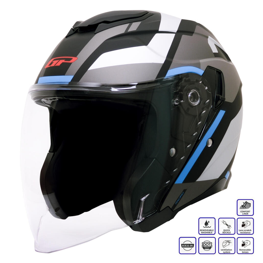 GP Kompozit MKS009-GWB Şeffaf Vizörlü Motosiklet Yarım Kask - 1