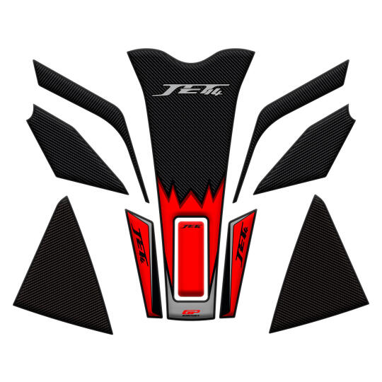 GP Kompozit SYM Jet 14 2017-2024 Uyumlu Tank Pad Seti Kırmızı