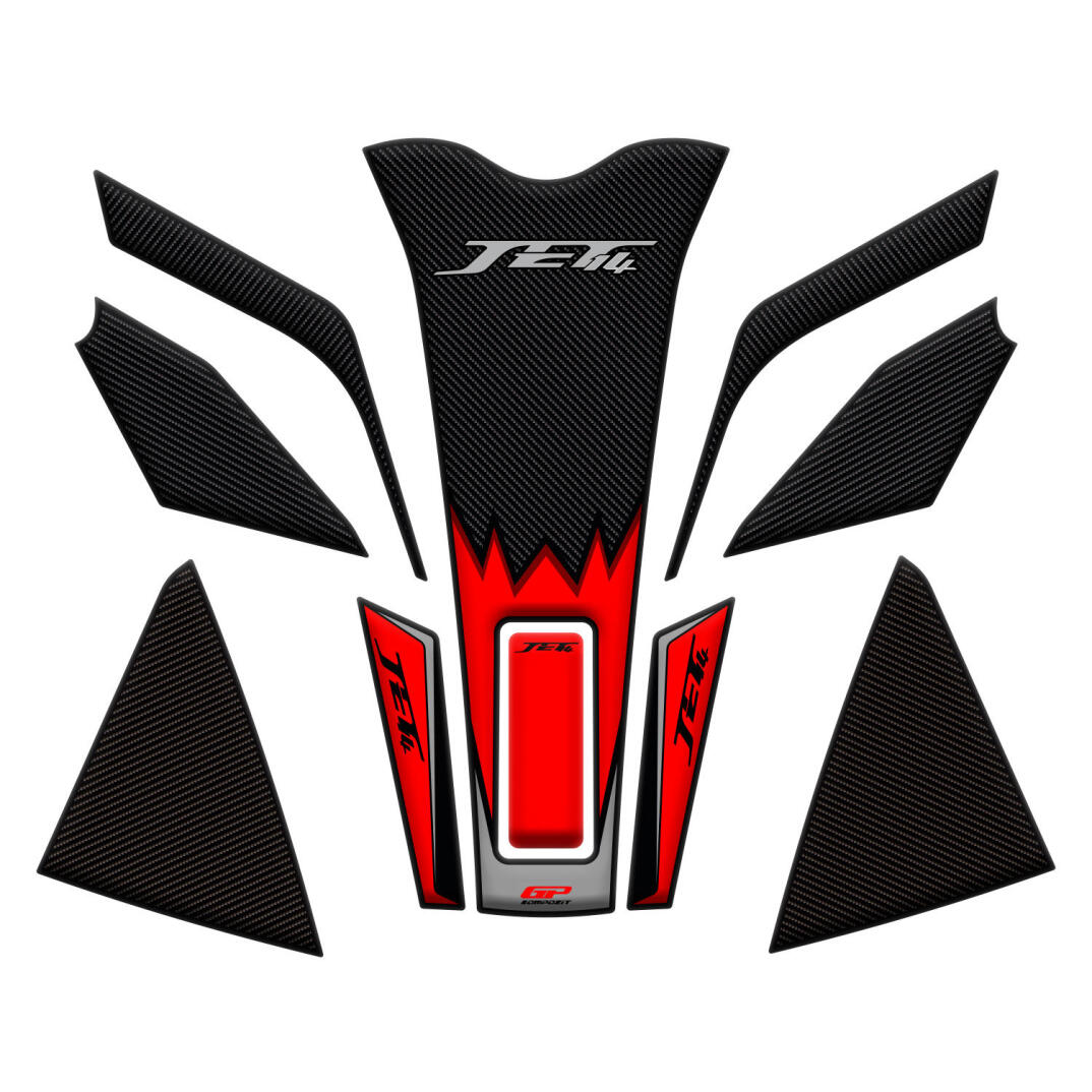 GP Kompozit SYM Jet 14 2017-2024 Uyumlu Tank Pad Seti Kırmızı - 1