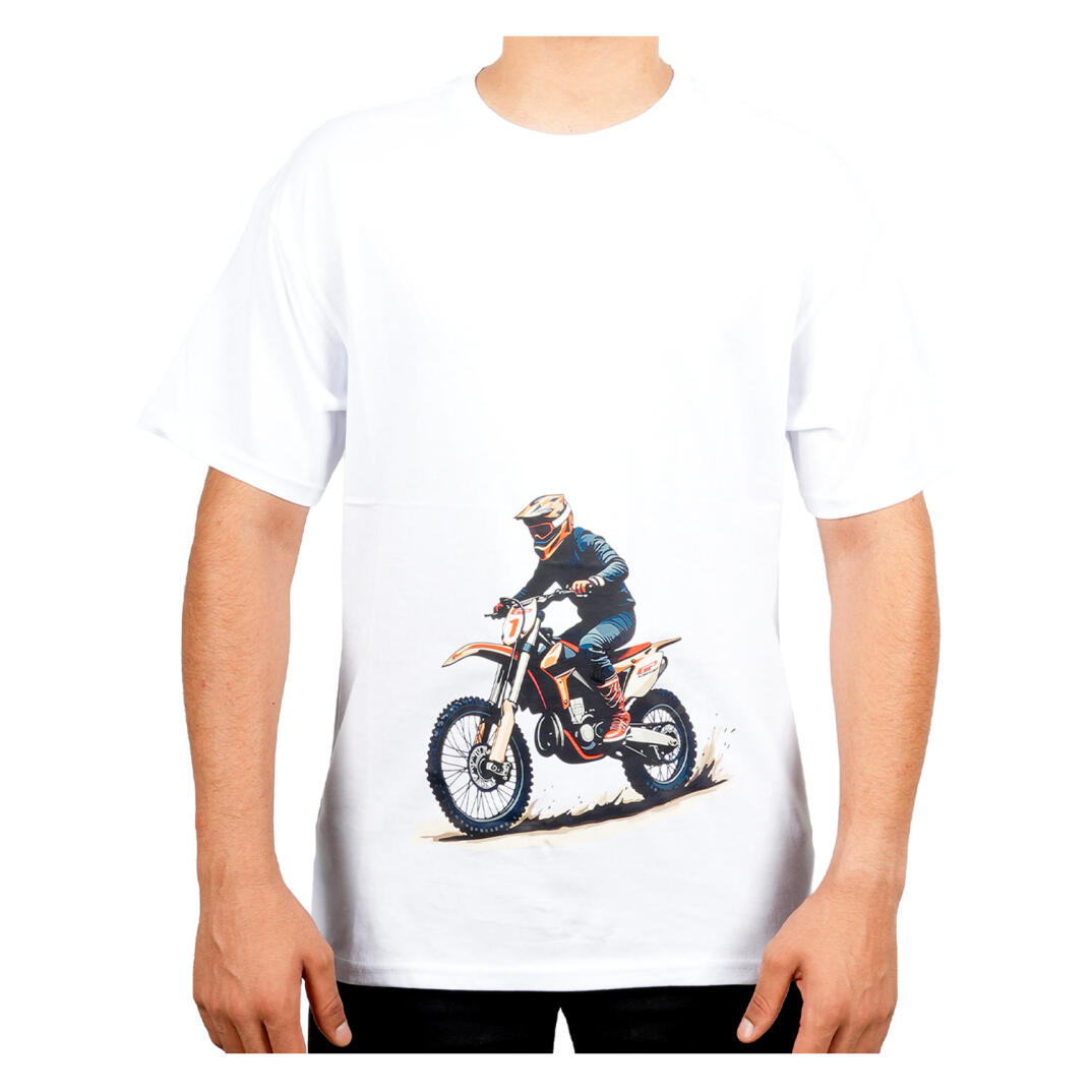 GP Kompozit TSH001 Cross Motosiklet Baskılı T-Shirt Beyaz - 1