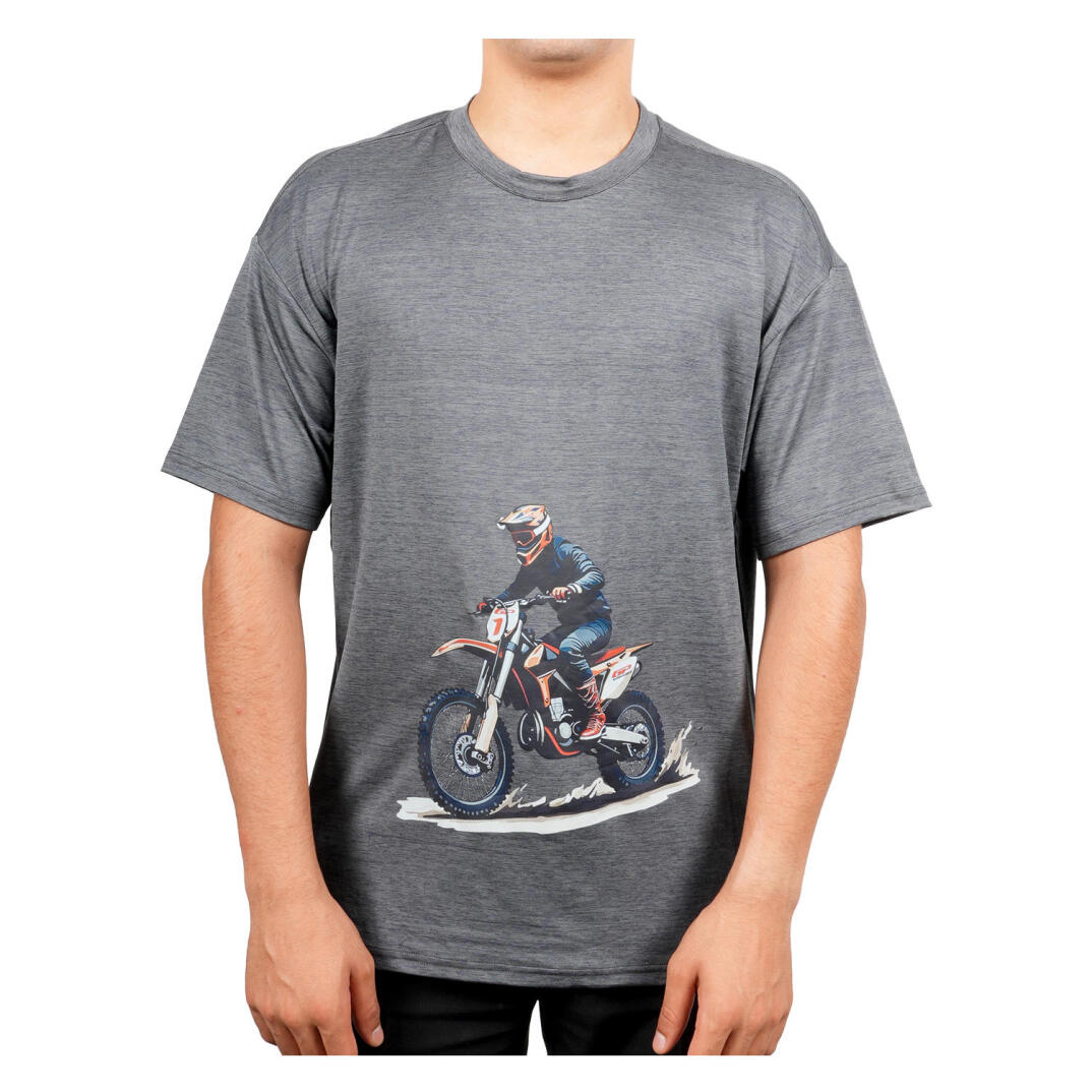GP Kompozit TSH001 Cross Motosiklet Baskılı T-Shirt Gri - 1