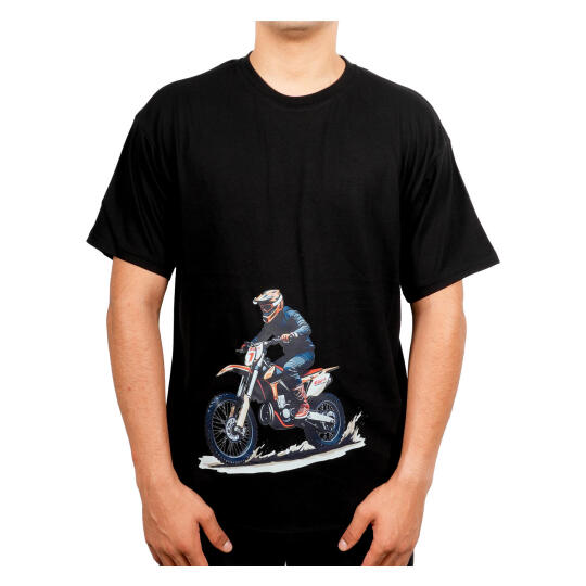 GP Kompozit TSH001 Cross Motosiklet Baskılı T-Shirt Siyah