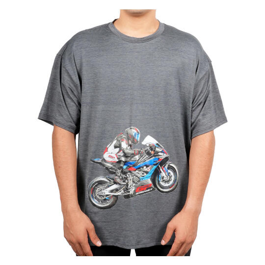 GP Kompozit TSH002 Racing Motosiklet Bel Baskılı T-Shirt Gri