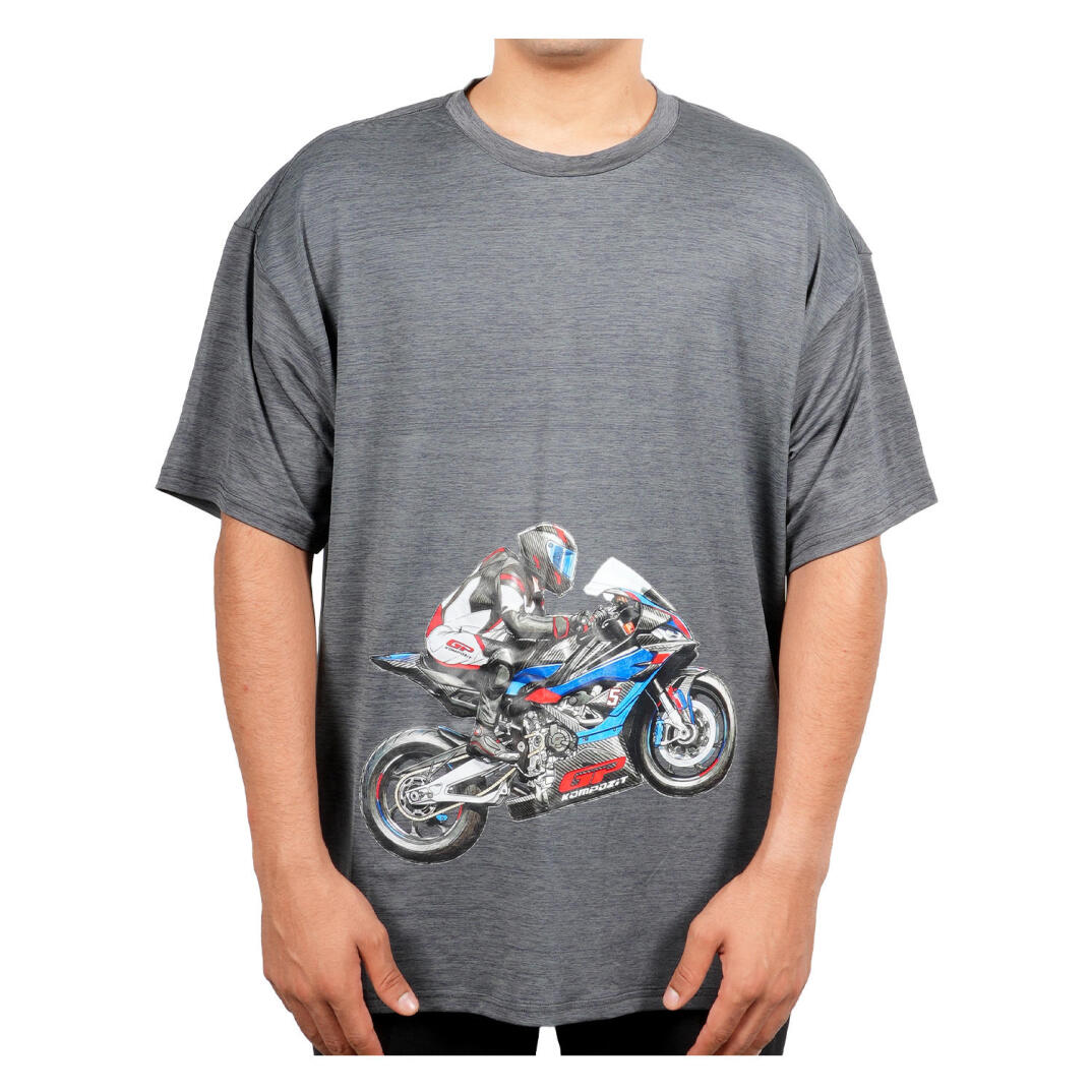 GP Kompozit TSH002 Racing Motosiklet Bel Baskılı T-Shirt Gri - 1