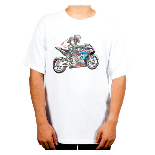 GP Kompozit TSH003 Racing Motosiklet Göğüs Baskılı T-Shirt Beyaz