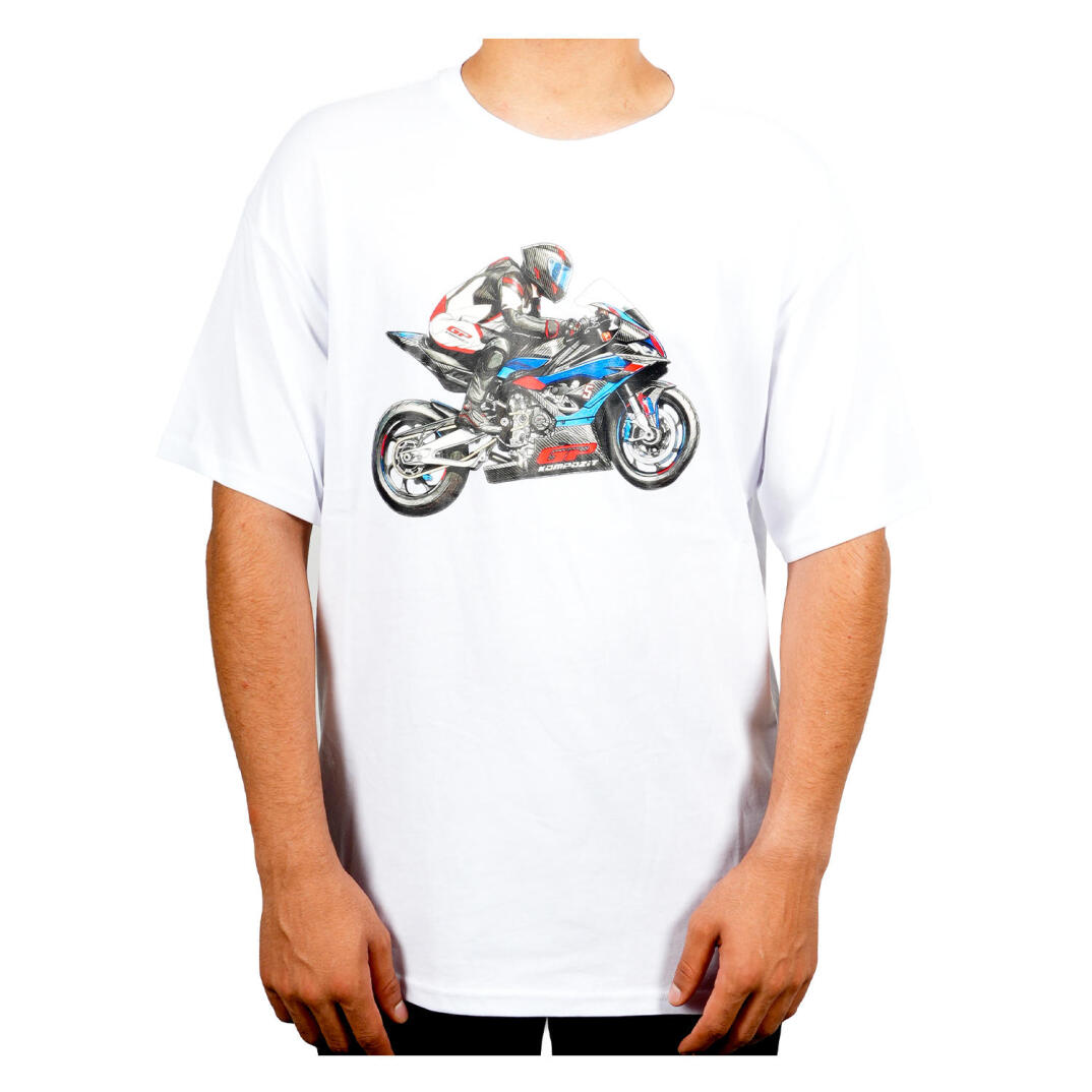 GP Kompozit TSH003 Racing Motosiklet Göğüs Baskılı T-Shirt Beyaz - 1