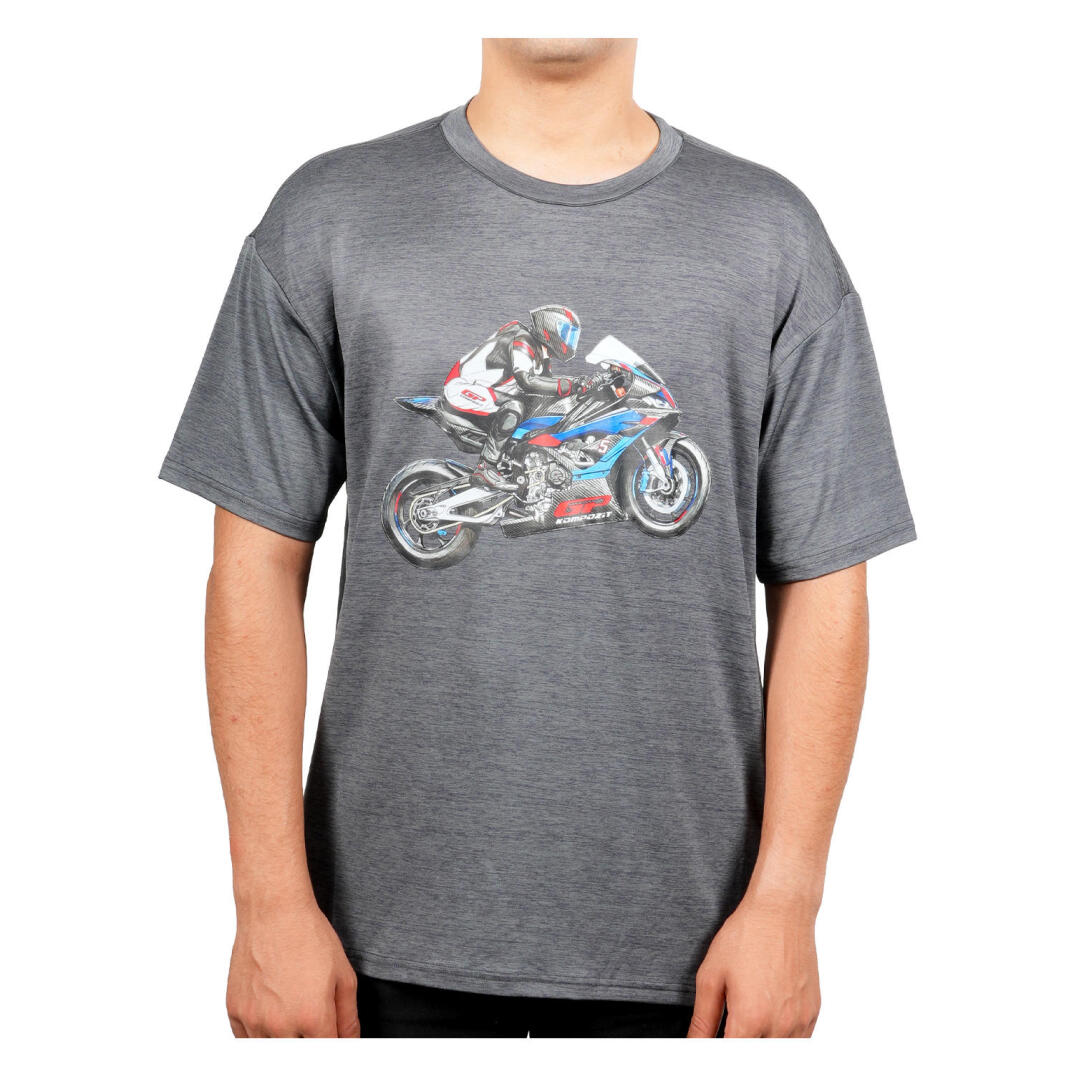 GP Kompozit TSH003 Racing Motosiklet Göğüs Baskılı T-Shirt Gri - 1