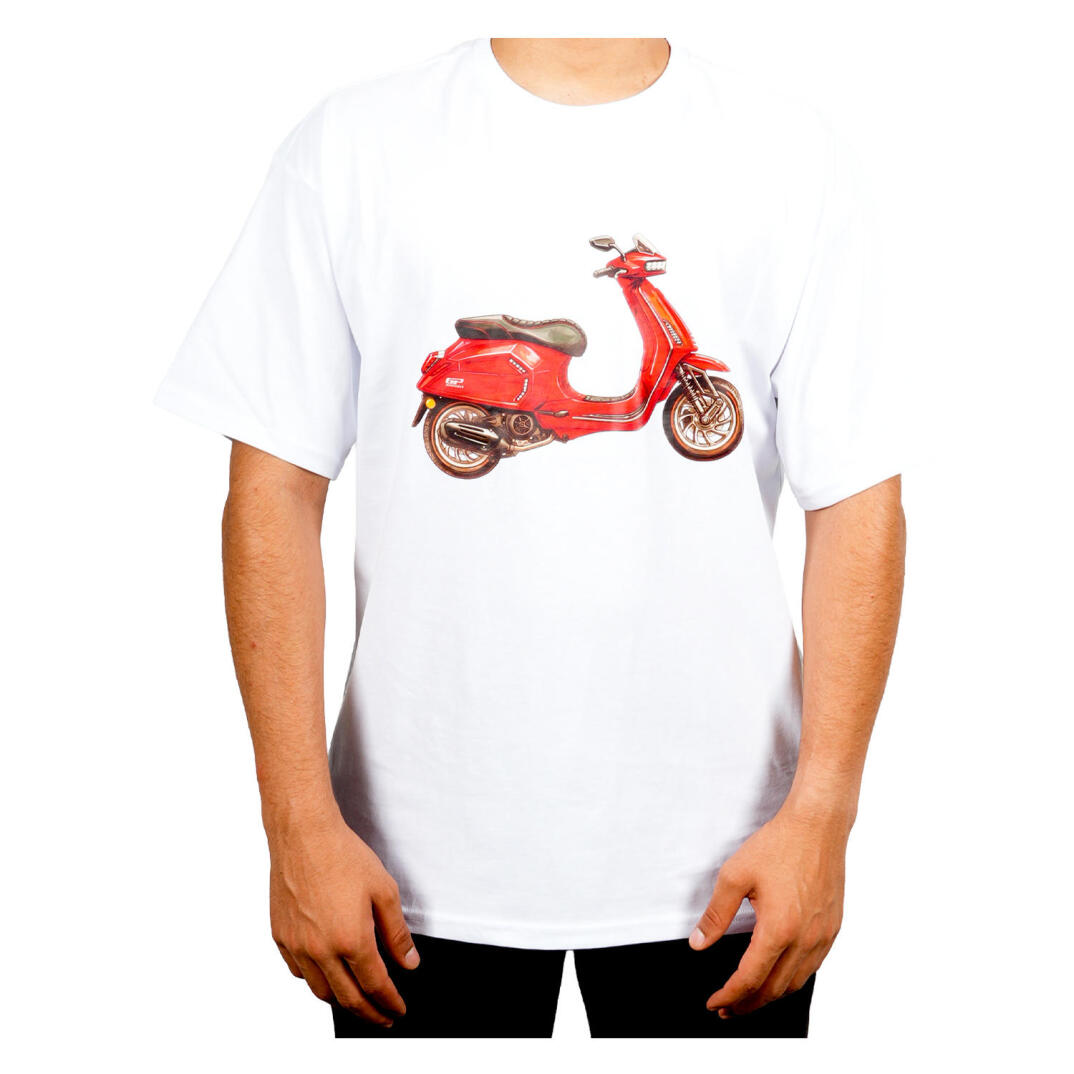 GP Kompozit TSH004 Scooter Motosiklet Baskılı T-Shirt Beyaz - 1