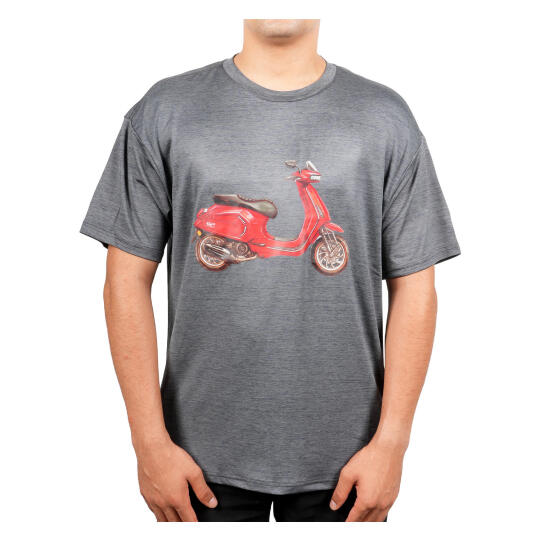 GP Kompozit TSH004 Scooter Motosiklet Baskılı T-Shirt Gri