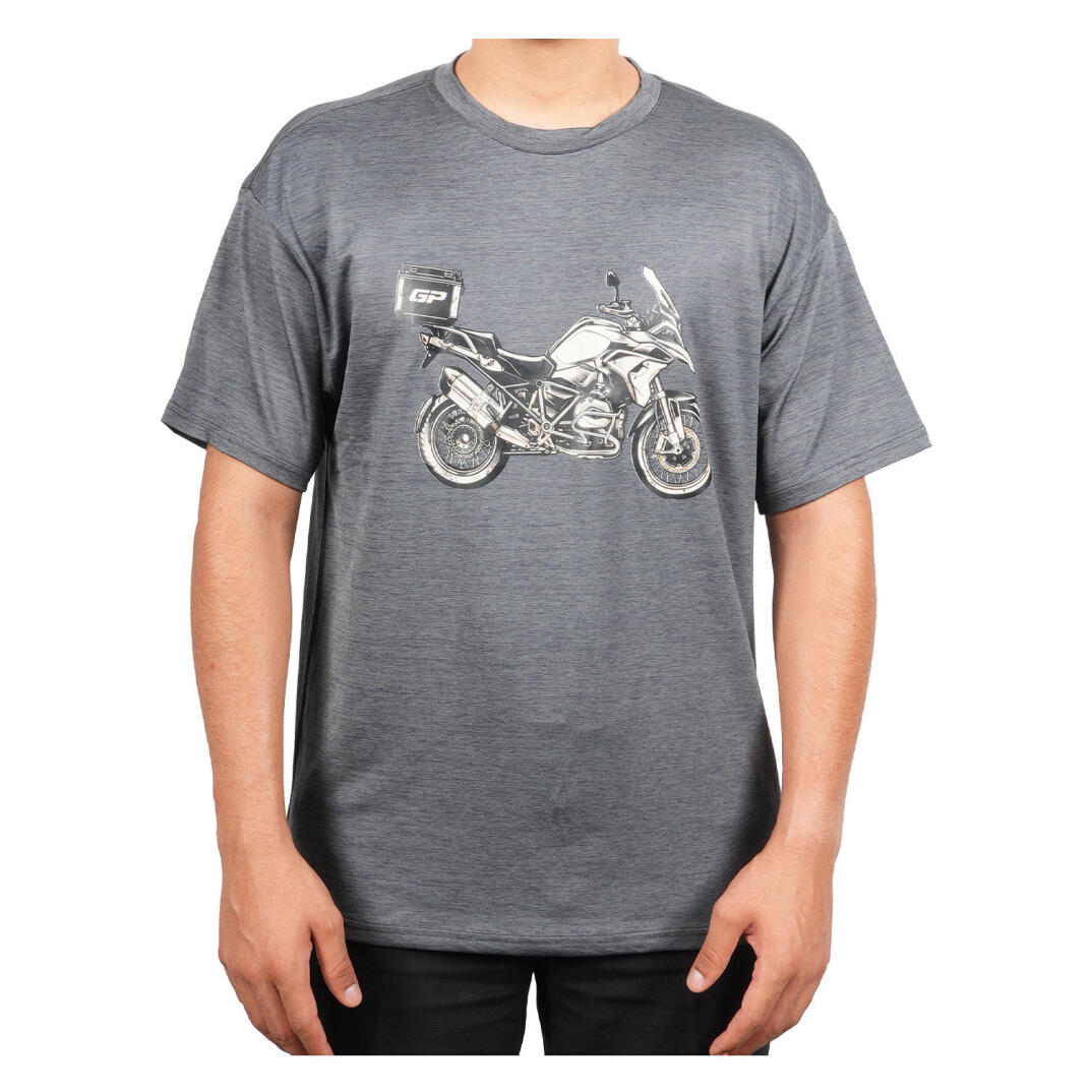 GP Kompozit TSH005 Adventure Motosiklet Baskılı T-Shirt Gri - 1