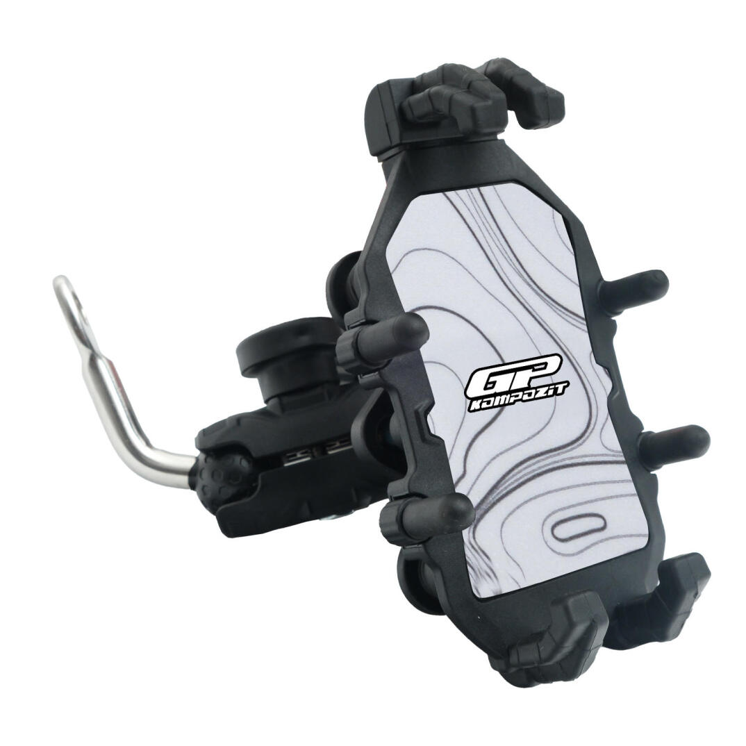 GP Kompozit TTR07 Universal Ayna Bağlantılı Titreşim Modüllü Telefon Tutucu Beyaz-Siyah - 5