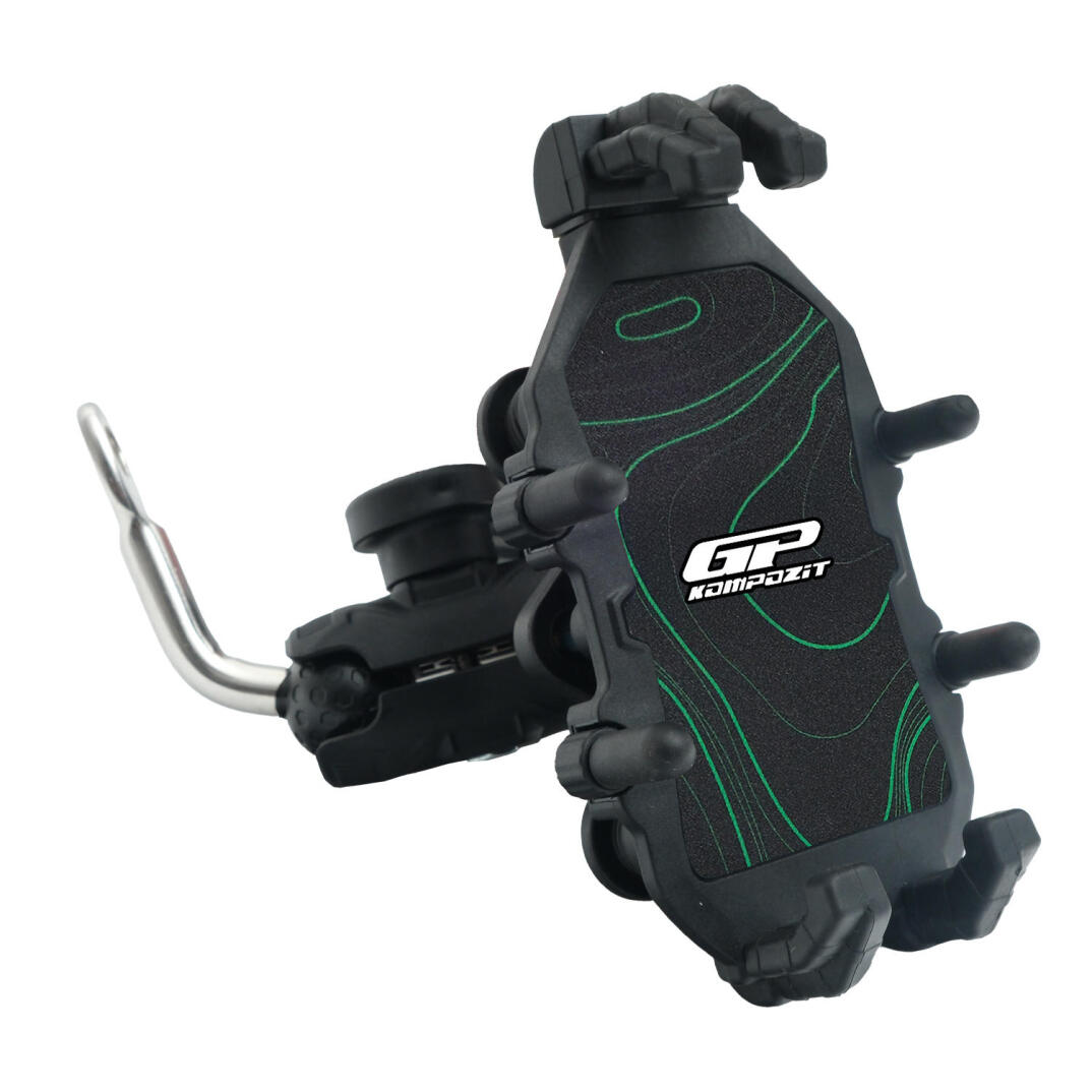 GP Kompozit TTR07 Universal Ayna Bağlantılı Titreşim Modüllü Telefon Tutucu Siyah-Yeşil - 5