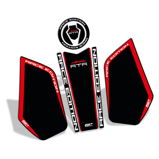 GP Kompozit TVS Apache RTR 200 2024 Uyumlu Tank Pad Seti Siyah - Kırmızı - 5