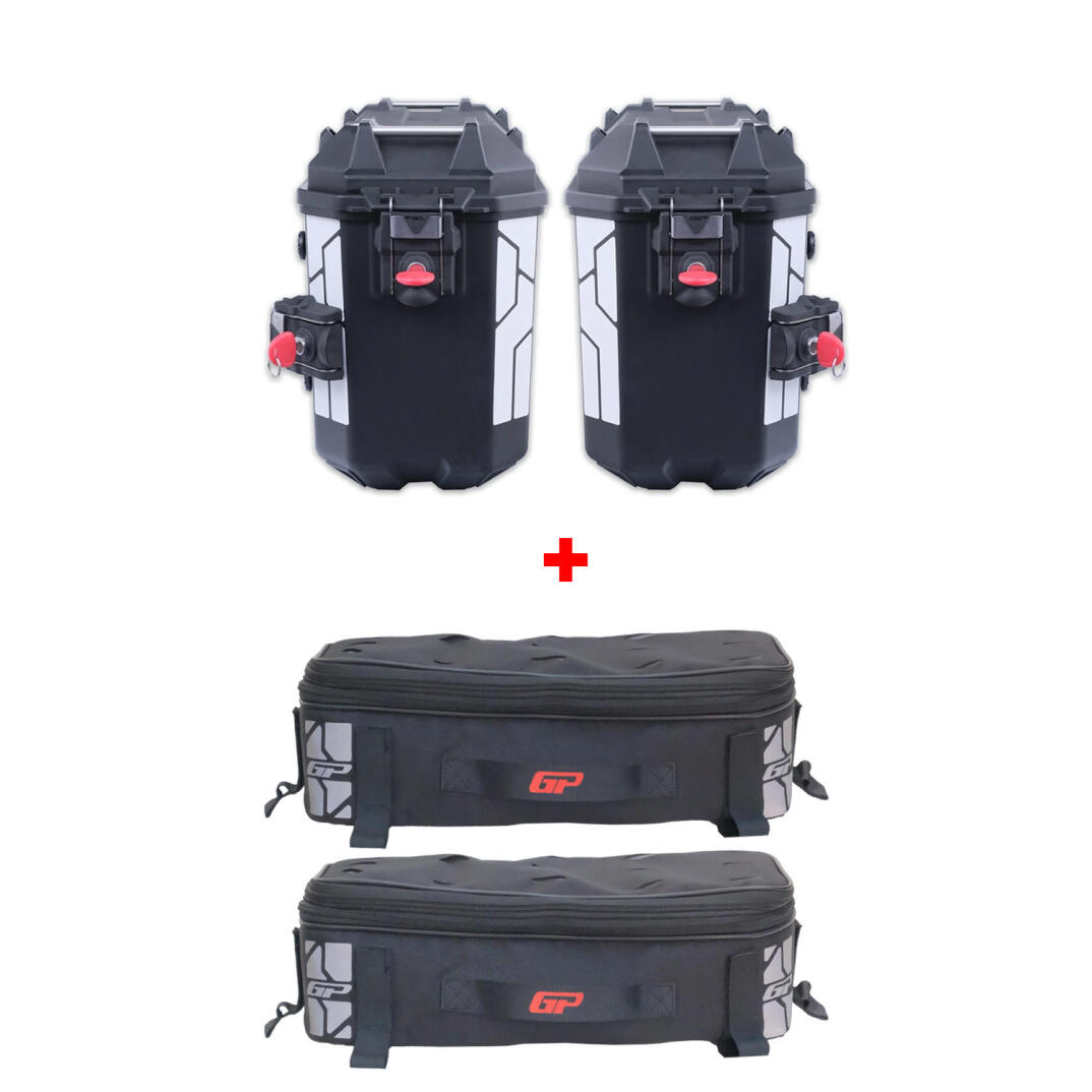 GP Kompozit Universal 26 lt x 2 Plastik ve Kumaş Motosiklet Yan Çanta Seti Siyah - 1