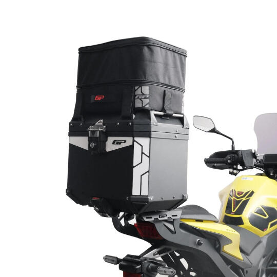 GP Kompozit Universal 37 lt Alüminyum ve Kumaş Motosiklet Çanta Seti Siyah - 3