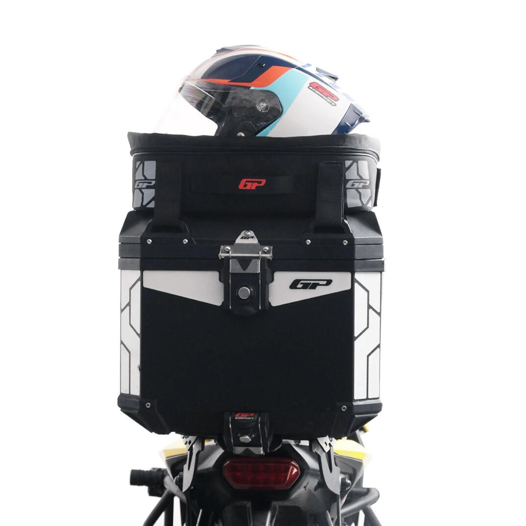 GP Kompozit Universal 37 lt Alüminyum ve Kumaş Motosiklet Çanta Seti Siyah - 4