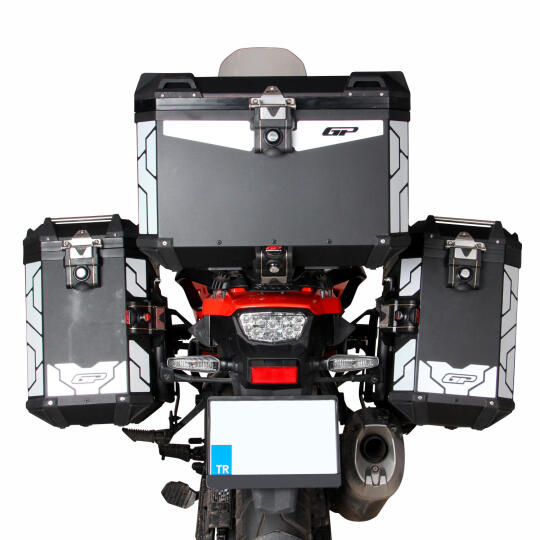 GP Kompozit Universal 37+40+40 lt Alüminyum Motosiklet Çanta Seti Siyah - 5