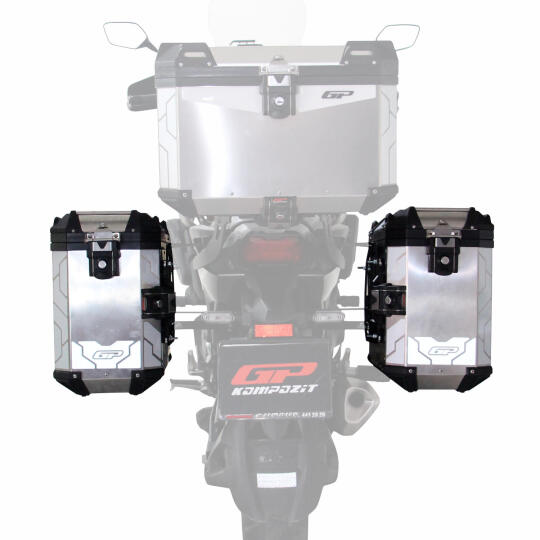 GP Kompozit Universal 40 lt x 2 Alüminyum Motosiklet Yan Çanta Seti Gri (1)