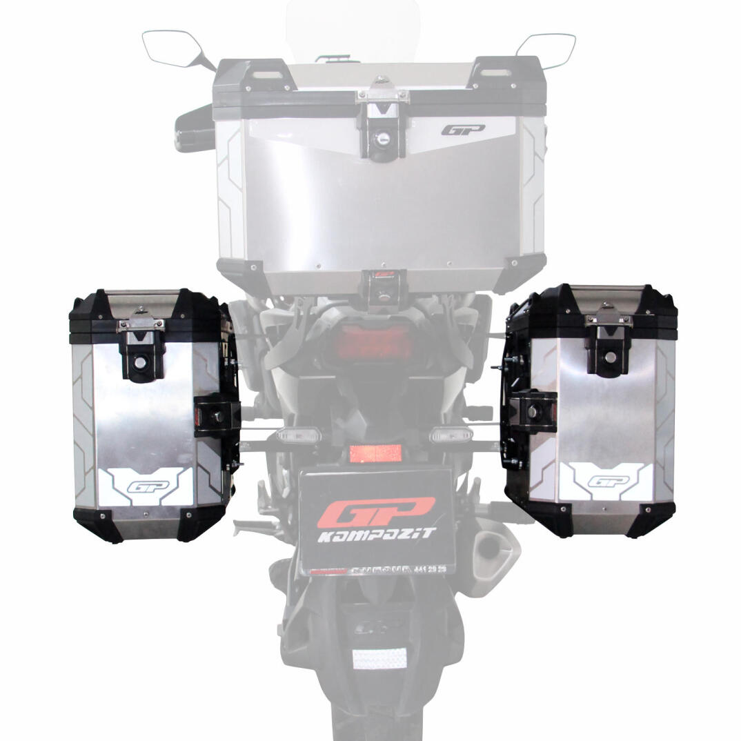 GP Kompozit Universal 40 lt x 2 Alüminyum Motosiklet Yan Çanta Seti Gri - 2