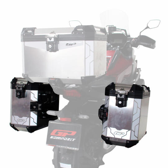 GP Kompozit Universal 40 lt x 2 Alüminyum Motosiklet Yan Çanta Seti Gri - 3