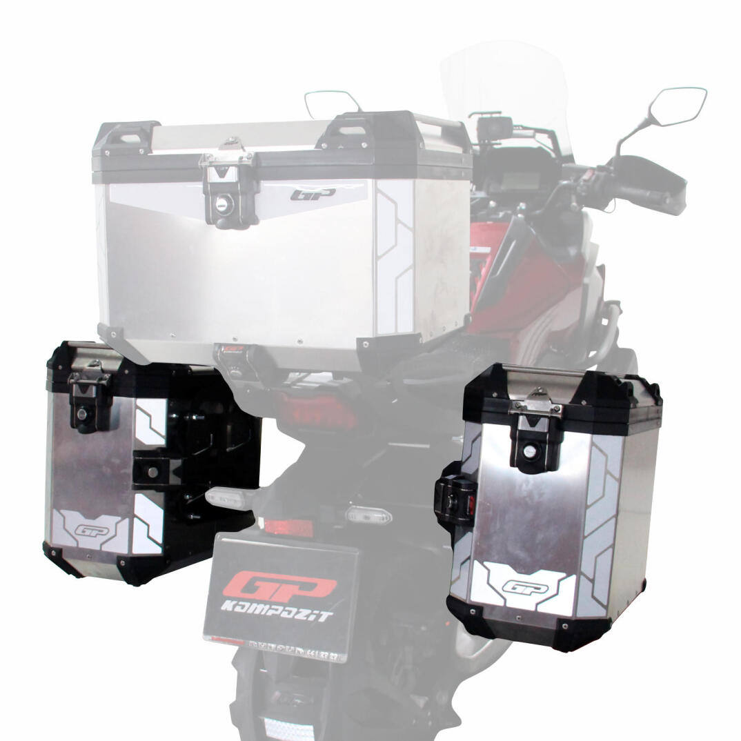 GP Kompozit Universal 40 lt x 2 Alüminyum Motosiklet Yan Çanta Seti Gri - 3