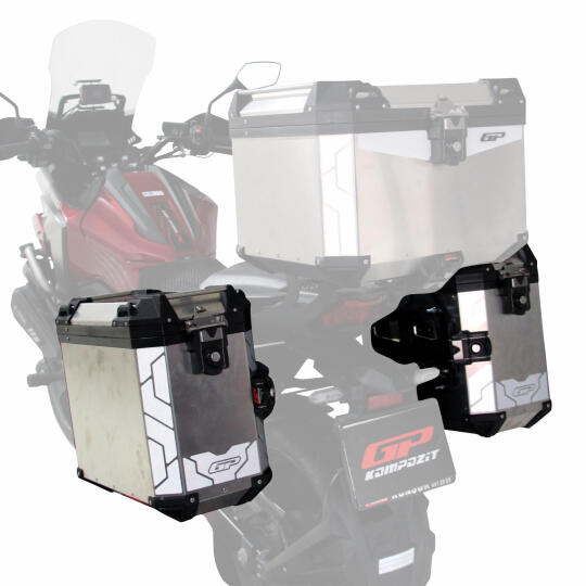 GP Kompozit Universal 40 lt x 2 Alüminyum Motosiklet Yan Çanta Seti Gri - 4