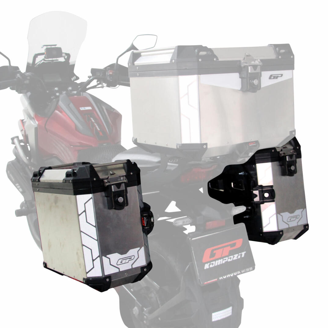 GP Kompozit Universal 40 lt x 2 Alüminyum Motosiklet Yan Çanta Seti Gri - 4