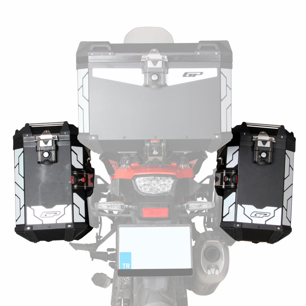 GP Kompozit Universal 40 lt x 2 Alüminyum Motosiklet Yan Çanta Seti Siyah - 5