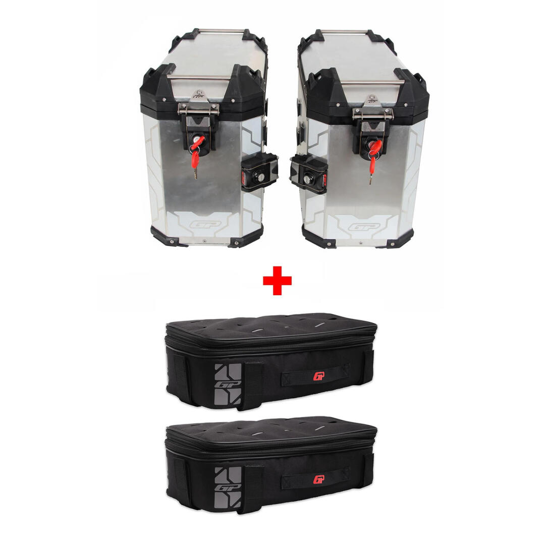 GP Kompozit Universal 40 lt x 2 Alüminyum ve Kumaş Motosiklet Yan Çanta Seti Gri - 1