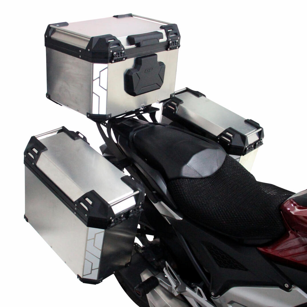 GP Kompozit Universal 57+40+40 lt Alüminyum Motosiklet Çanta Seti Gri - 4