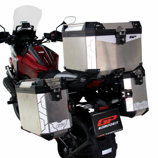 GP Kompozit Universal 75+40+40 lt Alüminyum Motosiklet Çanta Seti Gri - 3