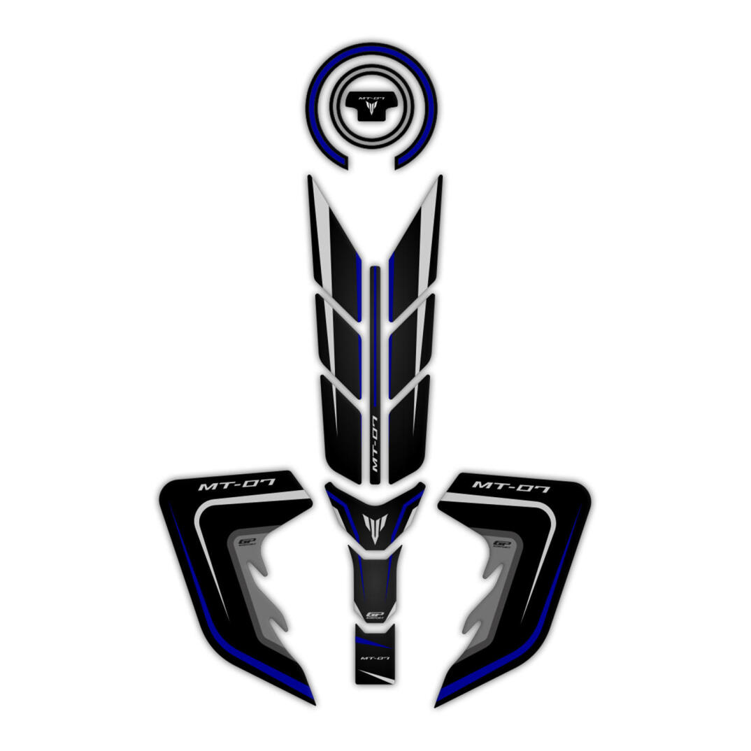 GP Kompozit Yamaha MT-07 2018-2020 Uyumlu Tank Pad Seti Mavi - 1