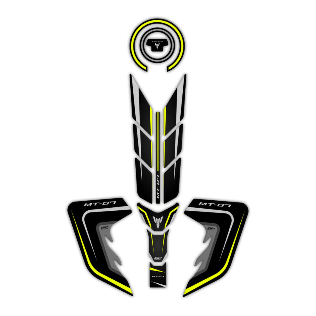 GP Kompozit Yamaha MT-07 2018-2020 Uyumlu Tank Pad Seti Sarı - 1