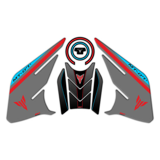 GP Kompozit Yamaha MT-07 2021-2024 Uyumlu Tank Pad Seti Kırmızı-Gri