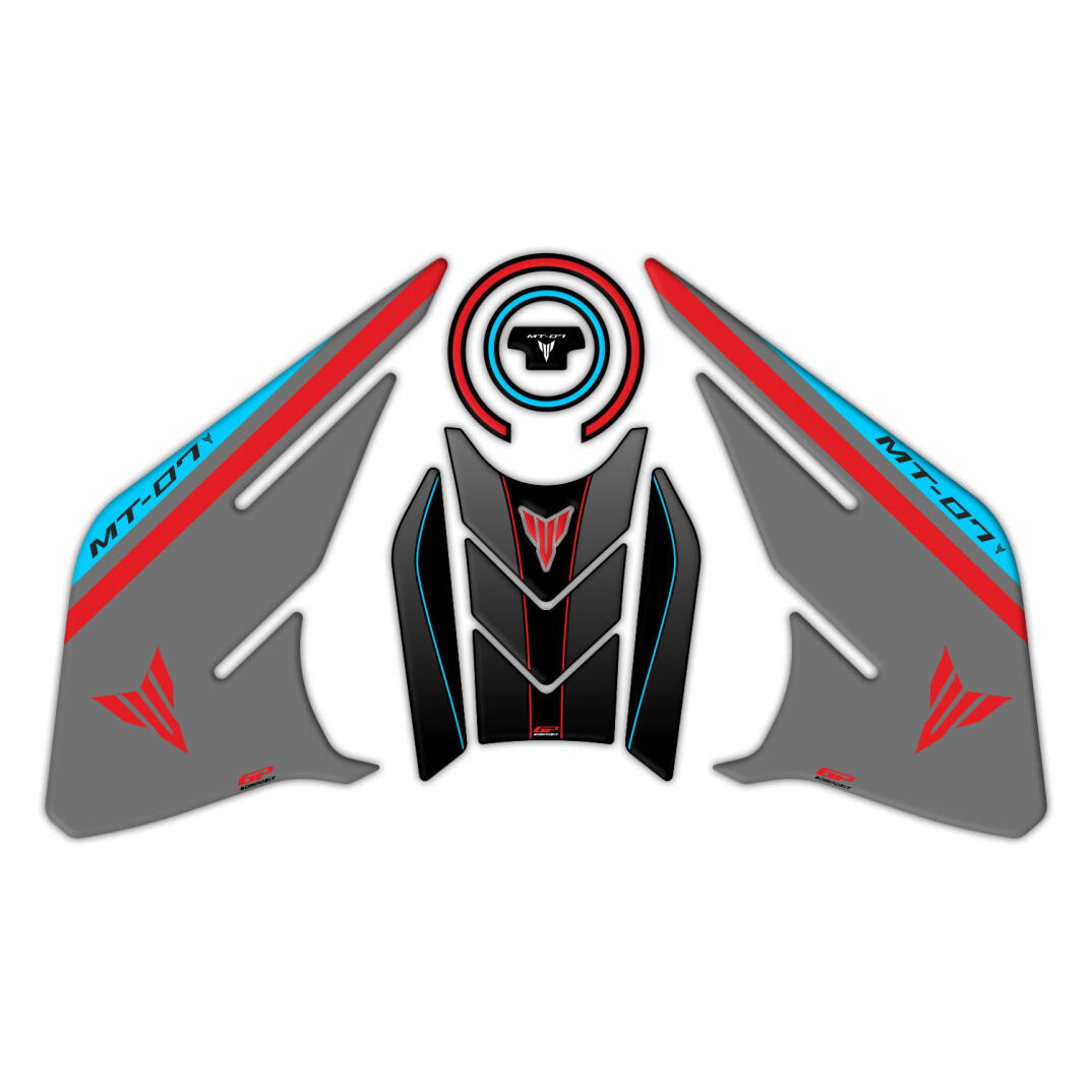 GP Kompozit Yamaha MT-07 2021-2024 Uyumlu Tank Pad Seti Kırmızı-Gri - 1