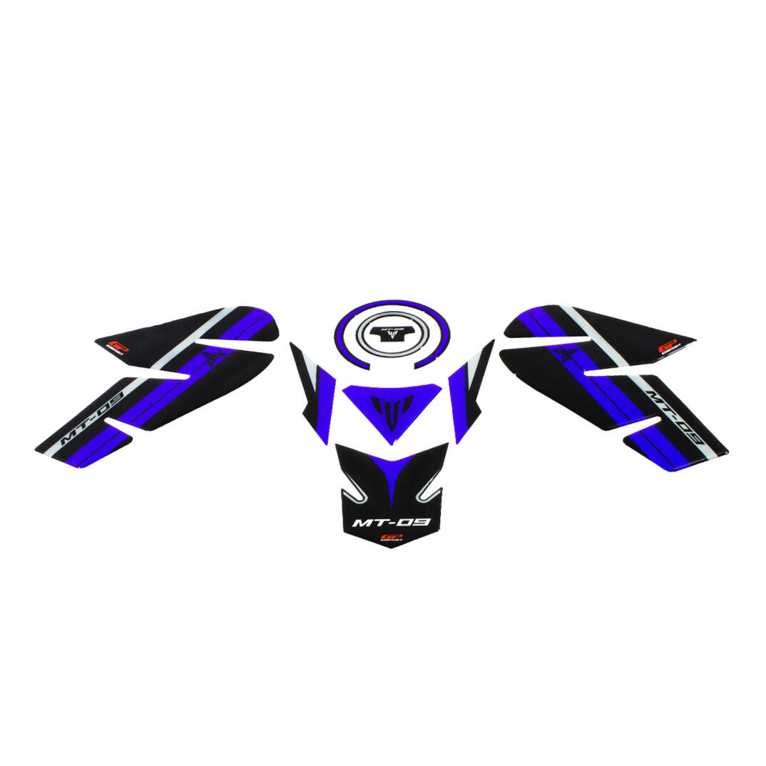 GP Kompozit Yamaha MT-09 2013-2016 Uyumlu Tank Pad Seti Mavi - 1