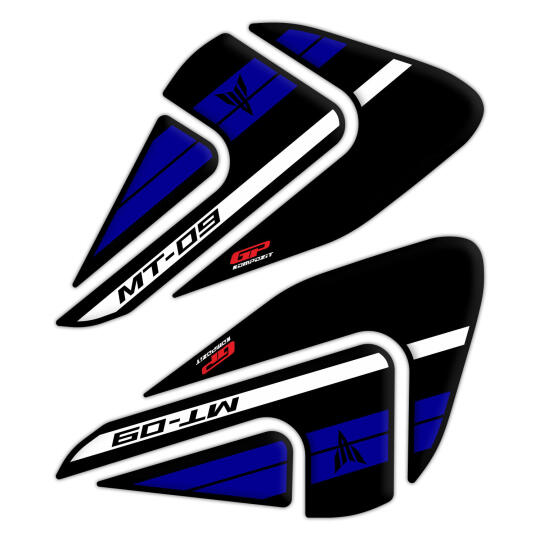 GP Kompozit Yamaha MT-09 2021-2023 Uyumlu Tank Pad Seti Siyah-Mavi - 3