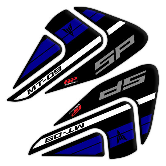 GP Kompozit Yamaha MT-09 SP 2021-2023 Uyumlu Tank Pad Seti Siyah-Mavi - 3