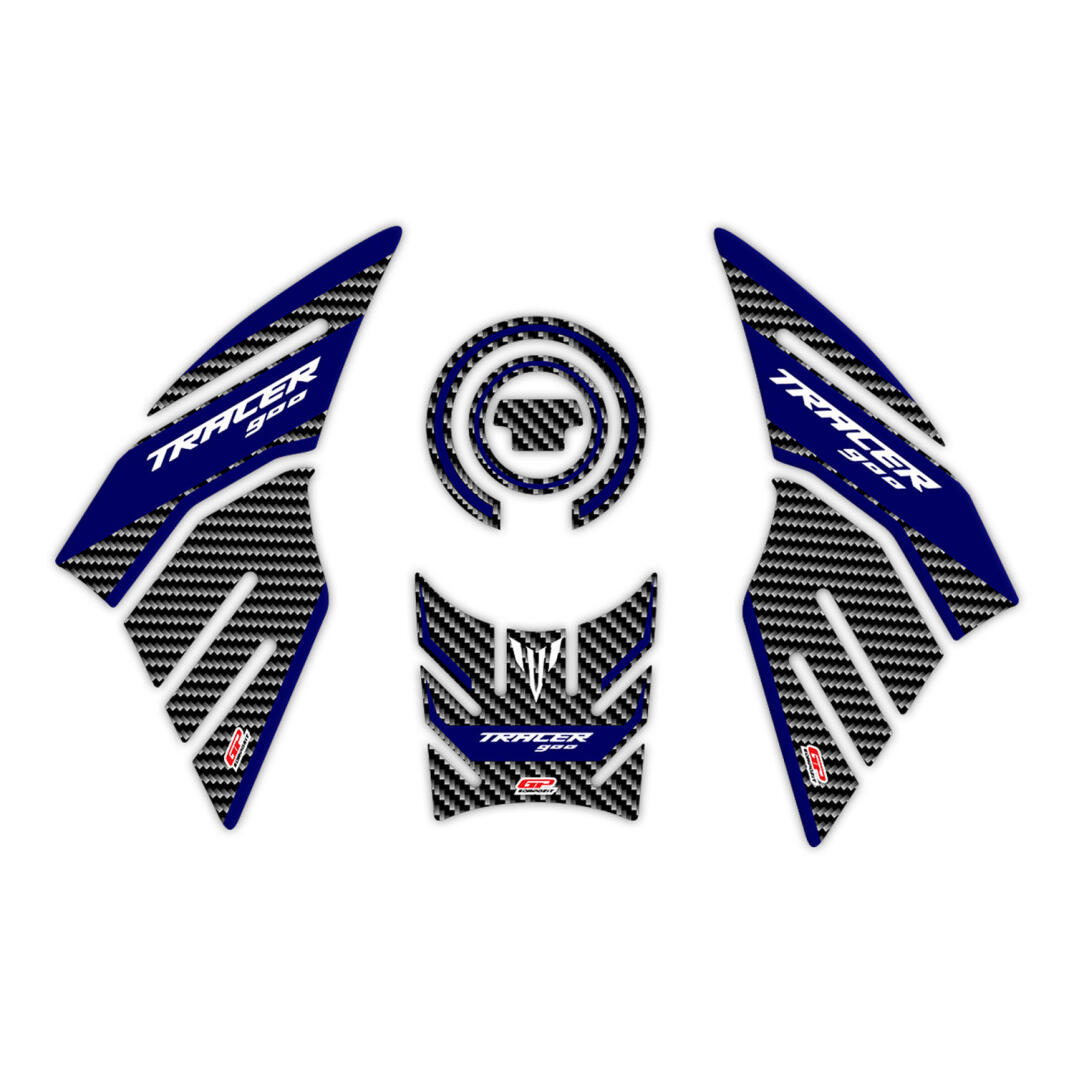GP Kompozit Yamaha MT-09 Tracer 2015-2020 Uyumlu Tank Pad Seti Mavi-Karbon - 1